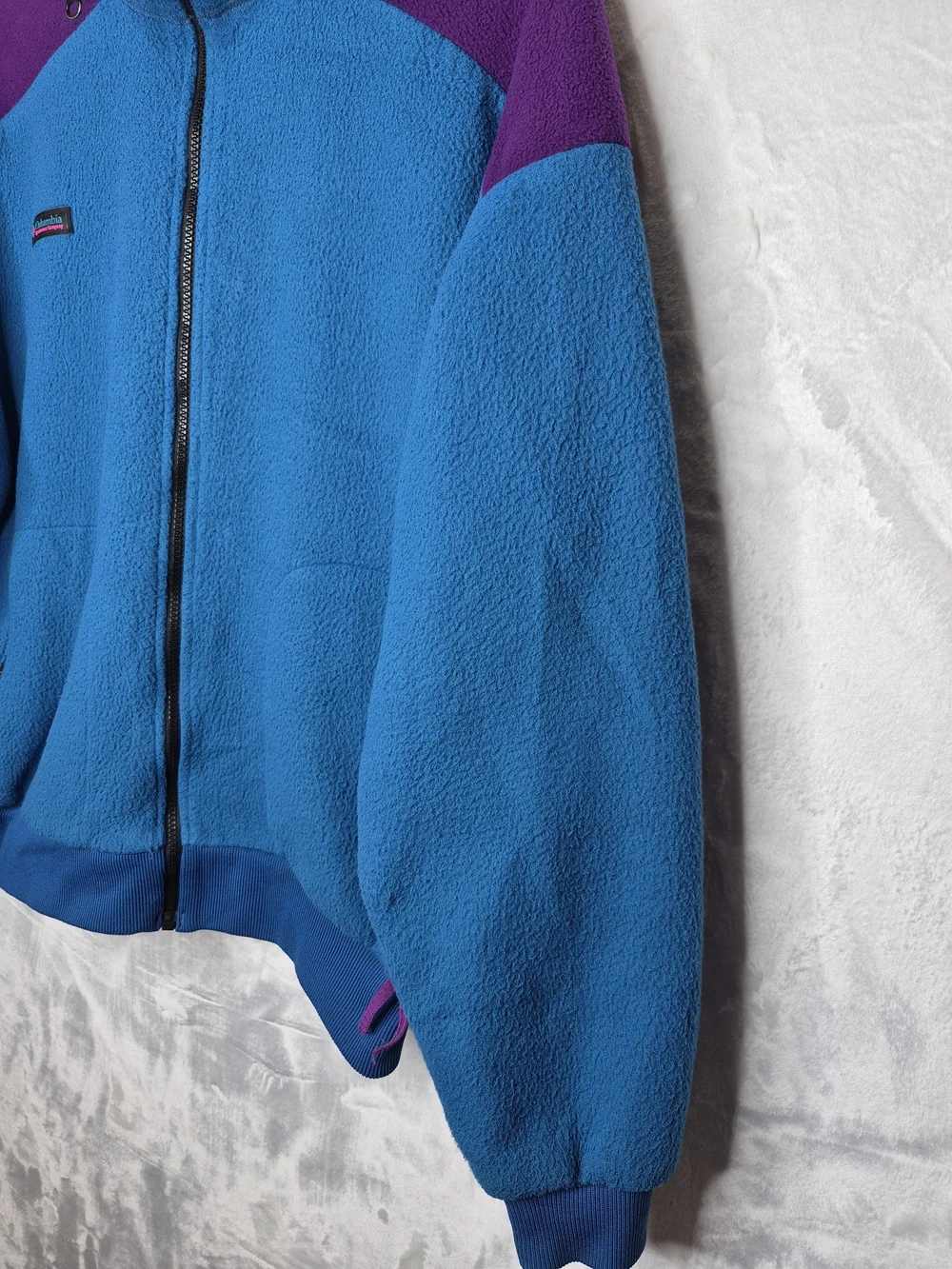 Vintage 90s Columbia Bugaboo Radial Colorblock Fleece Jacket Blue Purple Mens L